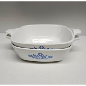 2- CorningWare P-41 Cornflower Blue Petite Pans Blue Stamp Casserole Dishes